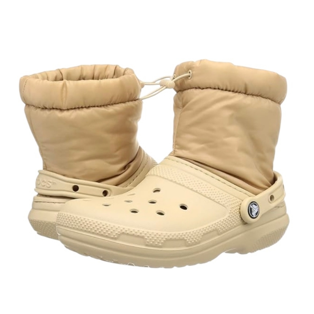 CROCS Classic Lined Neo Puff Slip On Boot Chai Brown Wmn's Sz 7